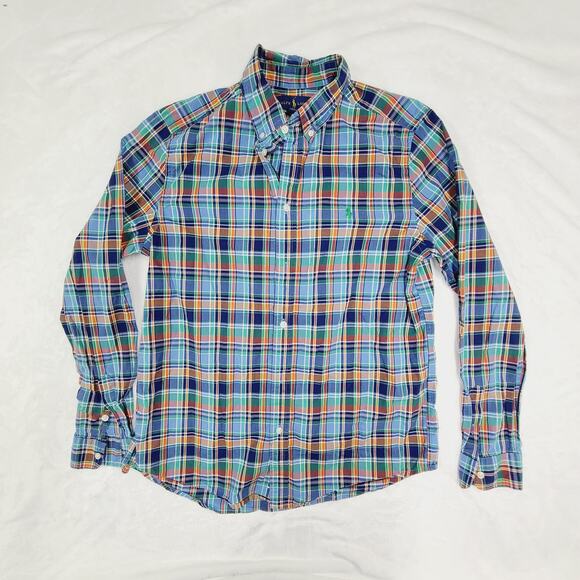 Ralph Lauren Other - Ralph Lauren Boys Plaid Long Sleeve Button Down Preppy Classic Blue Orange XL